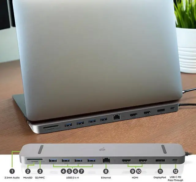 Alt view image 3 of 20 - IOGEAR Dock Pro USB-C Triple HD Dock w- PD 3.0