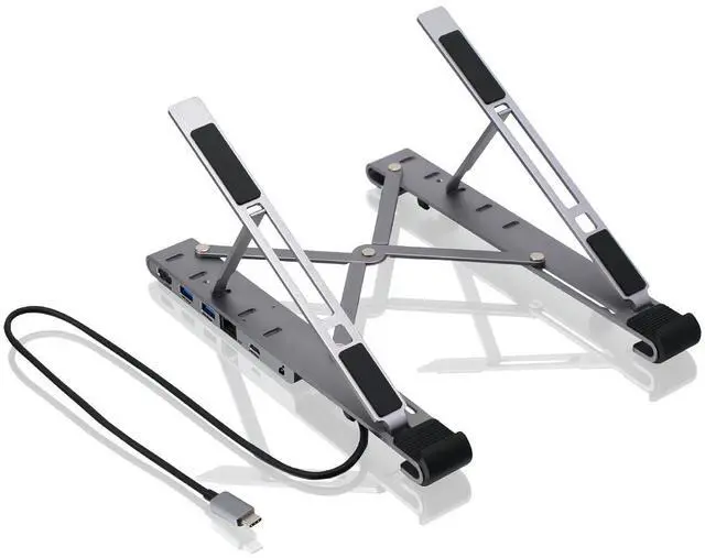 Alt view image 11 of 16 - IOGEAR Dock Pro 6-in-1 4K Dock Stand, Adjustable/Foldable Laptop Stand with Docking Station, HDMI 4K@30hz, 2x USB-A, USB-C Data, Gigabit Ethernet, 100W PD, Fast Role Swap, Win 10/11 macOS - GUD3C4K1LS