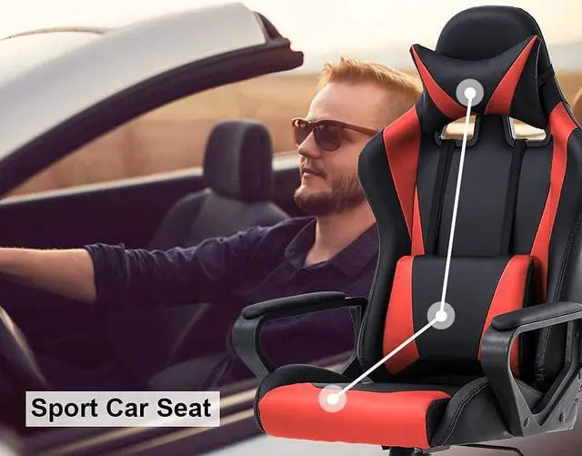 Alt view image 7 of 7 - Gaming Chair Racing Chair Office Chair Ergonomic High-Back Leather Chair Reclining Computer Desk Chair Executive Swivel Rolling Chair with Adjustable Headrest Lumbar Support for Women, Men