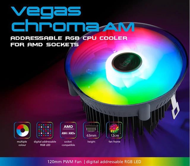 Alt view image 5 of 7 - Akasa Vegas Chroma AM ARGB AM3+ AM4 CPU Cooler