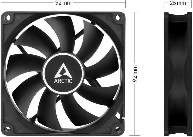 Alt view image 3 of 6 - ARCTIC F9 PWM PST 92mm Black Blade Black Frame Case Fan