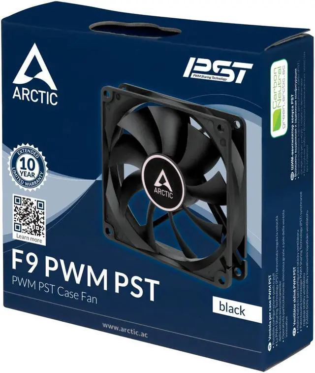 Alt view image 5 of 6 - ARCTIC F9 PWM PST 92mm Black Blade Black Frame Case Fan