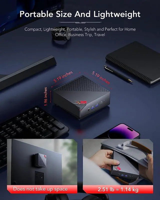 Alt view image 6 of 7 - ACE [Dual LAN Mini Gaming PC] AMD Ryzen 7 5700U Mini PC (8C/16T, up to 4.3Ghz) 32GB DDR4 512GB NVMe SSD Mini Computers, 4K Triple Display Mini Desktop WiFi6/Bluetooth/Dual Channel