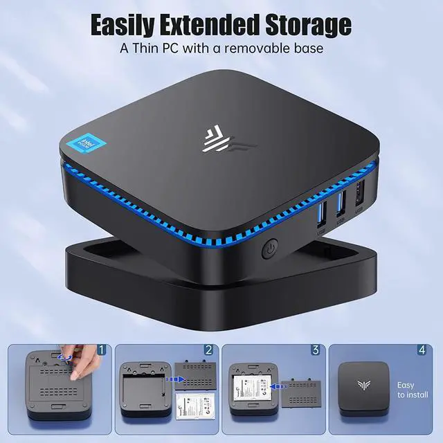 Alt view image 7 of 7 - KAMRUI AK1 Plus Mini PC, Intel 12th Gen N95(up to 3.4GHz) Mini Desktop Computers, 8GB RAM/256GB M.2 SSD Micro Computer Tower Support 4K UHD, Dual Wi-Fi, BT 4.2 for Business Home Office