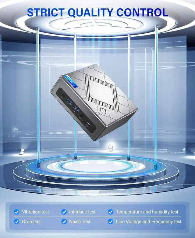 Alt view image 6 of 7 - KAMRUI CK10 Mini PC 16GB RAM 512GB ROM, Intel Core i5-12450H(up to 4.4GHz) Mini Computer, 8 Cores Small Desktop Computers Tower Support Triple Display 4K, NVME SATA SSD,WiFi 6,Type C,LAN, BT5.2,HTPC