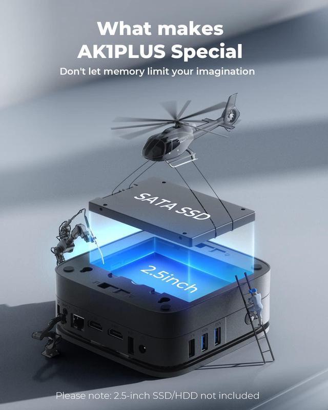 Alt view image 5 of 7 - KAMRUI Mini PC AK1 Plus, Intel N95 12th Gen Processor Mini Desktop Computer, 16GB RAM 512GB SSD, Dual 4K HDMI Small PC, 2.4/5G WiFi, Bluetooth, Business/Office/HTPC
