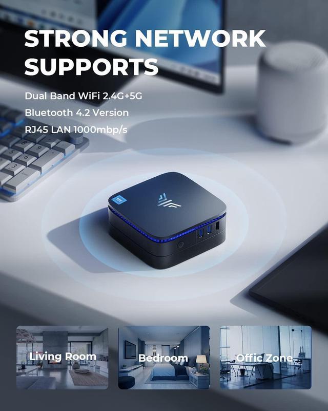 Alt view image 7 of 7 - KAMRUI Mini PC AK1 Plus, Intel N95 12th Gen Processor Mini Desktop Computer, 16GB RAM 512GB SSD, Dual 4K HDMI Small PC, 2.4/5G WiFi, Bluetooth, Business/Office/HTPC
