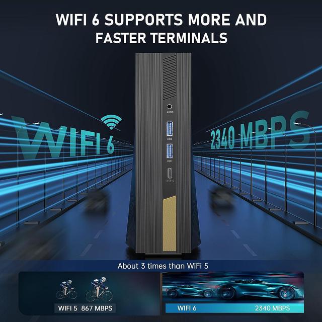 Alt view image 3 of 7 - [Office/Gaming PC] Mini PC Intel i5 11500B 16GB DDR4 512GB NVME SSD Mini Computers, windows 11 Small Desktop Tower PC Support WiFi 6/BT 5.2/Type C/HDMI/4K Triple Display/Up to 4.6 GHz
