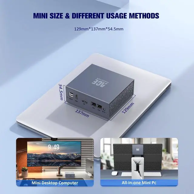 Alt view image 6 of 7 - 4K UHD MINI PC OFFICE Mini PC AD03  Intel N95(up to 3.4Ghz) 8GB DDR4 256GB M.2 SSD Windows 11 Pro Mini Computer 4K HDMI Small PC, WiFi6 BT4.2
