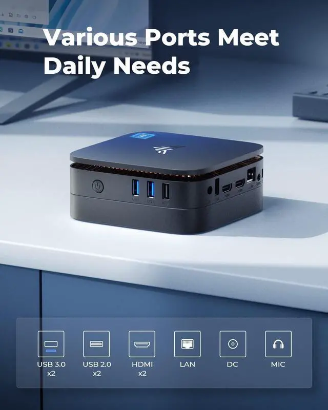 Alt view image 7 of 7 - KAMRUI 4K Mini PC AK1PLUS 16GB RAM Intel 12th Alder Lake N100 Windows 11 HDMI 1TB M.2 SSD 2.4 & 5GHz Wi-Fi and support WIFI 5 expand the storage up to 2TB