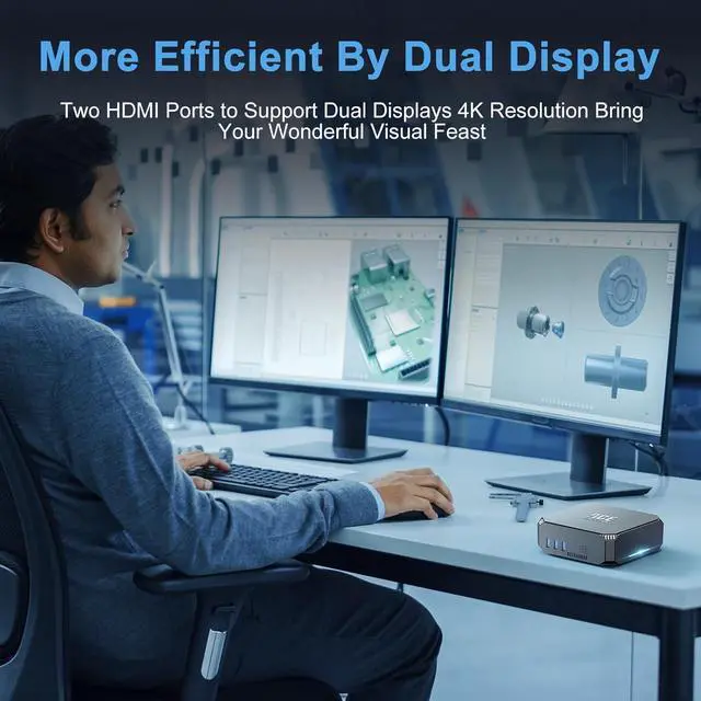 Alt view image 5 of 7 - AK2 Plus Mini PC, Intel 12th Gen Alder Lake- N100(up to 3.4GHz) Mini Tower Computer, 16GB DDR4 RAM 512GB SSD Mini Computer Windows 11 Support 4K HD/WiFi 5/BT4.2/Gigabit Ethernet for Home/Office