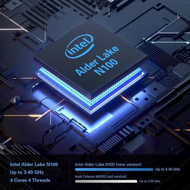 Alt view image 2 of 7 - AK2 Plus Mini PC, Intel 12th Gen Alder Lake- N100(up to 3.4GHz) Mini Tower Computer, 16GB DDR4 RAM 512GB SSD Mini Computer Windows 11 Support 4K HD/WiFi 5/BT4.2/Gigabit Ethernet for Home/Office