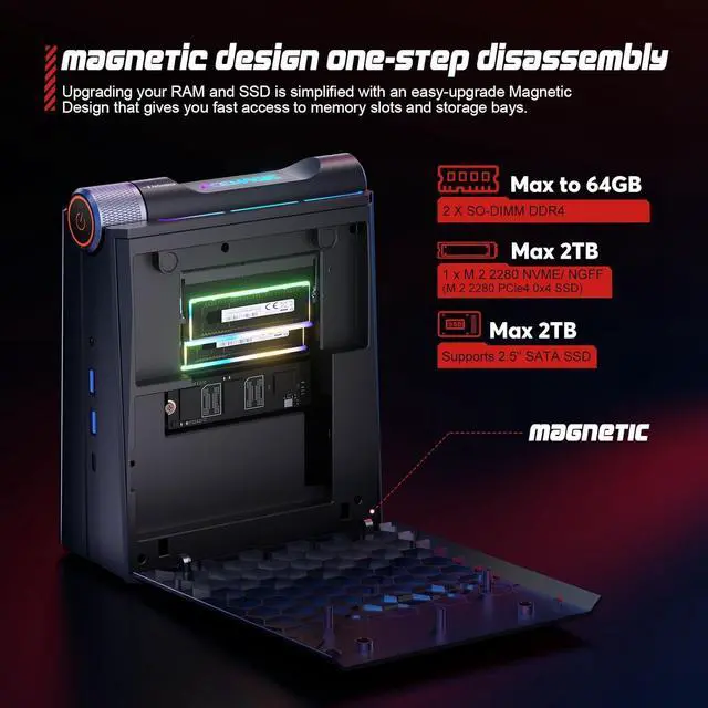 Alt view image 4 of 7 - AD08 Mini Gaming PC, i7-11700B (8C/16T, up to 4.8GHz) Beat 1165 G7 16GB DDR4 512GB NVMe SSD Micro Computers Windows 11, 4K Triple Display/WiFi6/BT5.2/Windows 11 Small Desktop Gaming PC