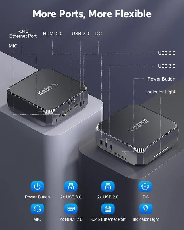 Alt view image 7 of 7 - 4k Mini PC, Intel 12th Gen Alder Lake- N100(up to 3.4GHz) Mini Tower Computer, 16GB DDR4 RAM 512GB SSD Mini Computer Windows 11 Support 4K HD/WiFi 5/BT4.2/Gigabit Ethernet for Home/Office
