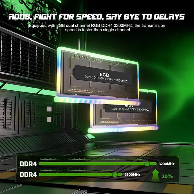 Alt view image 4 of 7 - KAMRUI 4K Mini Gaming PC i9, i9-11900H Processor(Up to 4.9GHz), Mini PC Gaming 16GB RAM 512GB NVME SSD, Mini Computers Desktop with 3 Modes/RGB/Dual Fans/Wifi 6/BT5.2