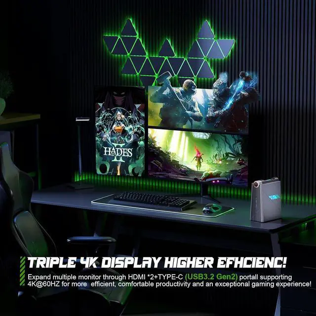 Alt view image 7 of 7 - KAMRUI 4K Mini Gaming PC i9, i9-11900H Processor(Up to 4.9GHz), Mini PC Gaming 16GB RAM 512GB NVME SSD, Mini Computers Desktop with 3 Modes/RGB/Dual Fans/Wifi 6/BT5.2
