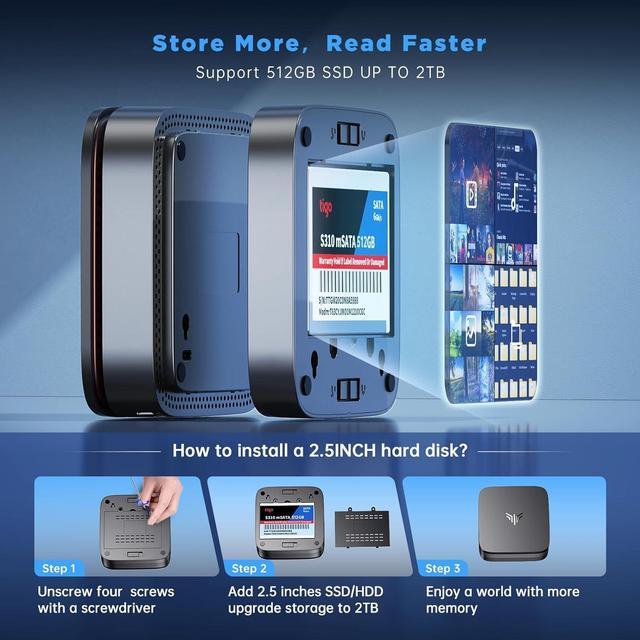 Alt view image 6 of 7 - KAMRUI AK1PLUS Mini PC with Intel Alder Lake N97(up to 3.60 GHz), 16GB RAM 512GB ROM Small Desktop Computer, 4K UHD Mini PC windows 11 home WiFi6 BT5.2 Dual HDMI LAN on Business Home Office Family-NAS
