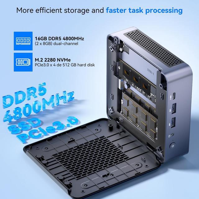 Alt view image 4 of 7 - KAMRUI Mini Gaming PC 16GB DDR5 512GB NVMe SSD, Mini Computers with Ryzen 9 6900HX+ AMD Radeon 680M, Support 4K Triple Screen,RGB Lights,WiFi6,BT5.2,Type C,up to 4.9Ghz, AM21