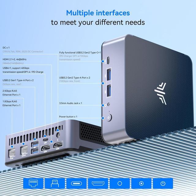 Alt view image 5 of 7 - KAMRUI Mini Gaming PC 16GB DDR5 512GB NVMe SSD, Mini Computers with Ryzen 9 6900HX+ AMD Radeon 680M, Support 4K Triple Screen,RGB Lights,WiFi6,BT5.2,Type C,up to 4.9Ghz, AM21