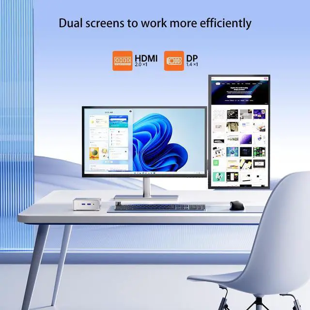 Alt view image 3 of 7 - KAMRUI Mini Computer 4K Mini PC Intel 12th Alder Lake N97 (up to 3.6GHz) Mini PC,8GB RAM 256GB M.2 SSD, Windows 11 Pro, 4K UHD, WiFi5
