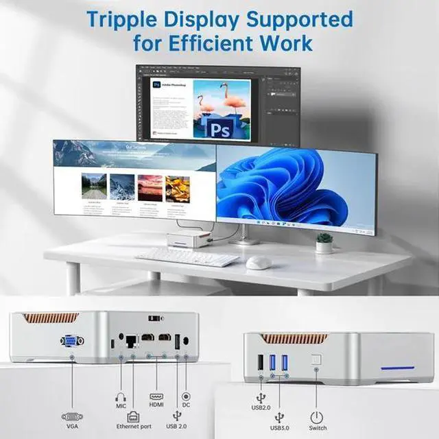 Alt view image 4 of 4 - NIPOGI Mini PC 8GB DDR4 256GB SSD Intel Alder Lake N95 up to 3.4GHz with Windows 11