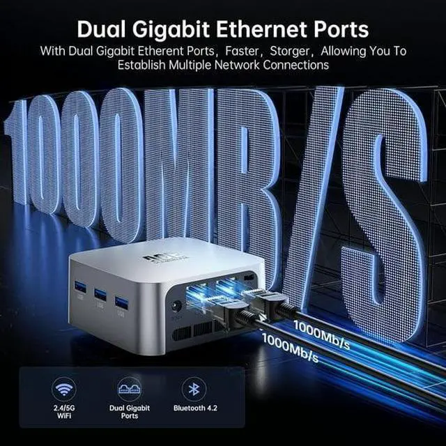 Alt view image 4 of 4 - Mini PC T8PLUS Intel 12th N100 12GB DDR5 256GB M.2 SSD Mini Desktop Computers Windows 11