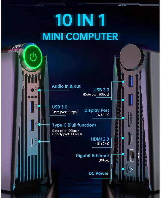 Alt view image 4 of 5 - NIPOGI S3A Mini PC with AMD Ryzen 7 5700U, 32GB RAM, 512GB SSD, Windows 11 PRO