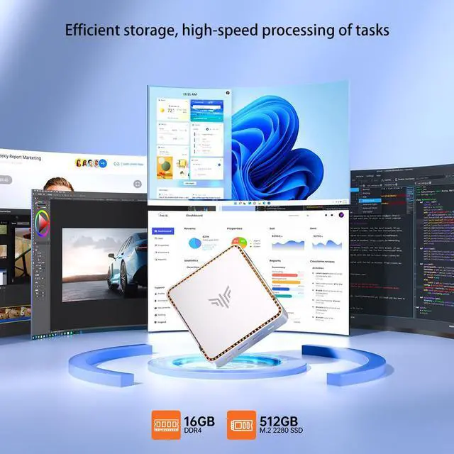 Alt view image 2 of 6 - KAMRUI Mini Computer 4K Mini PC AMD Ryzen 3 4300U up to 4.1GHz  Mini PC,16GB RAM 512GB M.2 SSD, Windows 11 Pro, 4K UHD, WiFi5