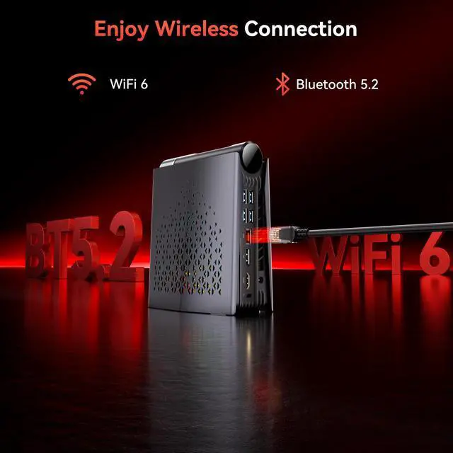 Alt view image 5 of 5 - NIPOGI S3A Mini PC AMD Ryzen 7 H255 16GB DDR5 512GB NVMe SSD 8K Output USB4 WiFi 6E Gray-Black