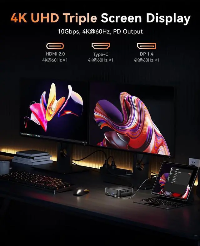 Alt view image 5 of 5 - NIPOGI Mini PC, AMD Ryzen 7 7730U 8C/16T 4.5GHz, 16GB LPDDR4X RAM 1TB SATA SSD, WiFi 6 BT5.2, Windows 11 Pro