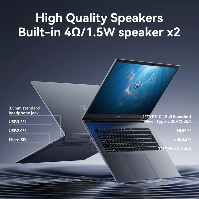 Alt view image 4 of 4 - NIPOGI Laptop 18.5 FHD, AMD Ryzen 5 7430U, 16GB DDR4 RAM, 512GB NVMe SSD, Windows 11 Pro, AMD Radeon Vega 7 Graphics, WiFi 6
