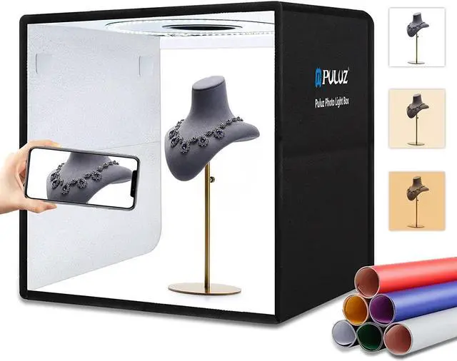 Alt view image 8 of 14 - Portable Photo Studio Light Box, PULUZ 16"X16" Professional Dimmable Shooting Tent Kit with 144 Leds Lights & 6 Kinds Double-Sided Color Backgrounds for Product Photography