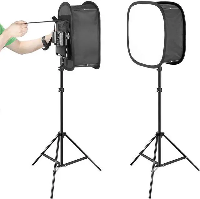 Alt view image 6 of 7 - Neewer 2 Pieces Bi-Color 660 LED Video Light with Stand and Softbox Kit: (2)3200-5600K CRI96+ Dimmable Light with U Bracket and Barndoor (2)Light Stand (2)Softbox for Studio Photography Video Shooting