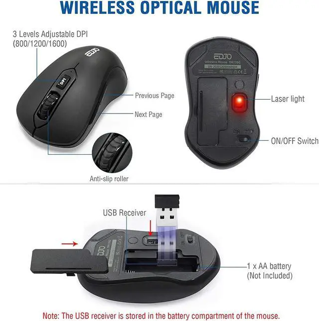 Alt view image 4 of 7 - Wireless Keyboard and Mouse Combo, EDJO 2.4G Full-Sized Ergonomic Computer Keyboard with Wrist Rest and 3 Level DPI Adjustable Wireless Mouse for Windows, Mac OS Desktop/Laptop/Pc