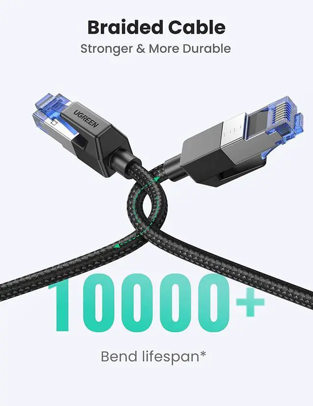 Alt view image 5 of 7 - UGREEN Cat 8 Ethernet Cable High Speed Braided 40Gbps 2000Mhz Network Cord Cat8 RJ45 Shielded Indoor Heavy Duty LAN Cables Compatible for Gaming PC PS5 PS4 PS3 Xbox Modem Router 6FT