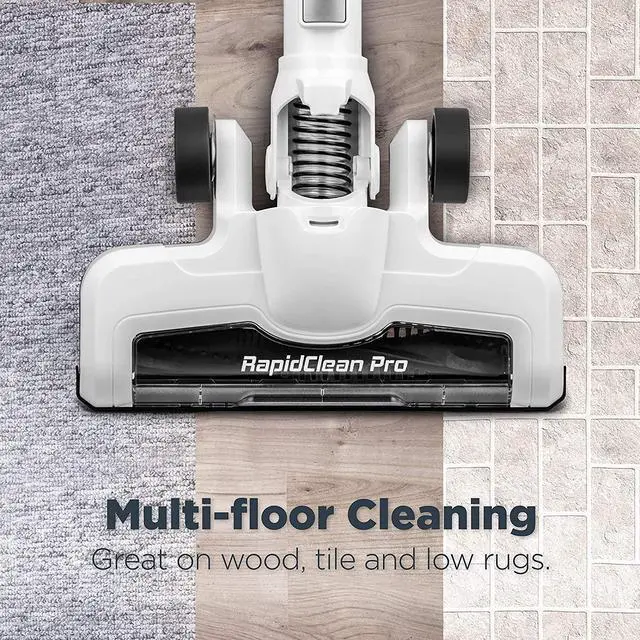 Alt view image 3 of 7 - Eureka RapidClean Pro Lightweight Cordless Vacuum Cleaner, High Efficiency Powerful Digital Motor LED Headlights, Convenient Stick and Handheld Vac, Essential, White