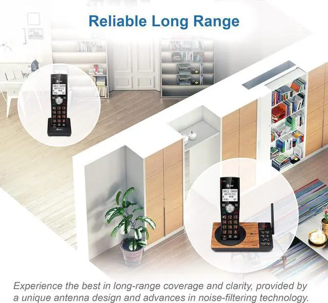 Alt view image 6 of 7 - CL82267 DECT 6.0 2-Handset Cordless Phone for Home with Answering Machine, Call Blocking, Caller ID Announcer, Intercom and Long Range, Black & Wood Grain Finish