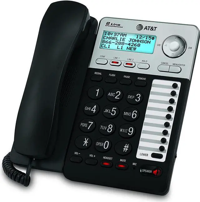 Alt view image 2 of 3 - AT&T ML17929 2-Line Corded Speakerphone with Caller ID/Call Waiting, Black - Built-in Speakerphone, 3-Way Conferencing, Headset Compatible