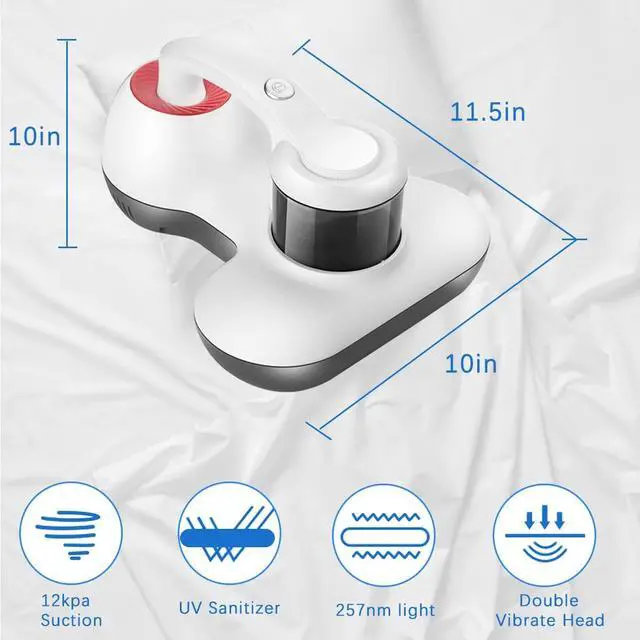 Alt view image 2 of 7 - Hersven Mattress Vacuum Cleaner, UV Bed Vacuum Cleaner 12KPa Handheld Vacuum Upgraded Effectively Clean Up Bed, Pillows, Cloth Sofas, Carpets and Ther Fabric Surfaces