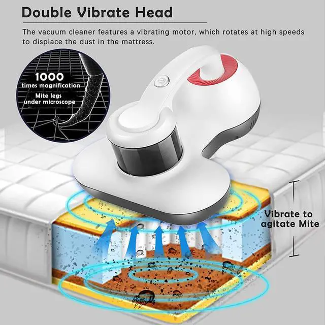 Alt view image 3 of 7 - Hersven Mattress Vacuum Cleaner, UV Bed Vacuum Cleaner 12KPa Handheld Vacuum Upgraded Effectively Clean Up Bed, Pillows, Cloth Sofas, Carpets and Ther Fabric Surfaces