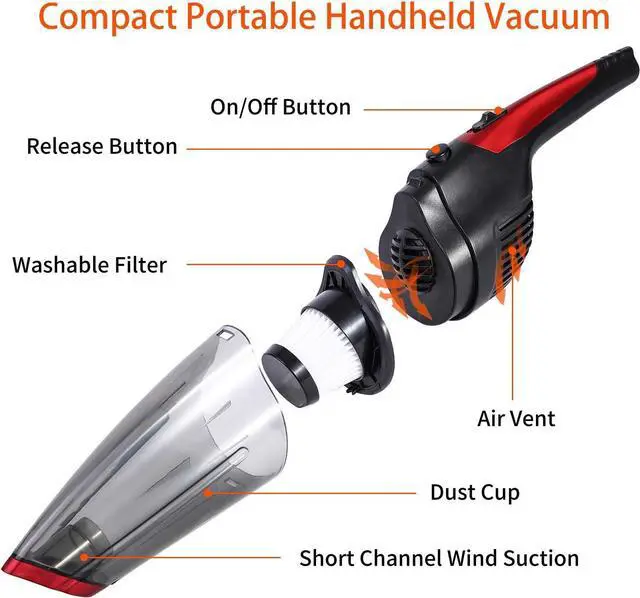 Alt view image 5 of 7 - Fityou Handheld Vacuum Cleaner Cordless, Rechargeable (USB Charge), Powerful Suction Cleaner, Portable Hand Vacuum for Pet Hair Home and Car Cleaning, Wet & Dry