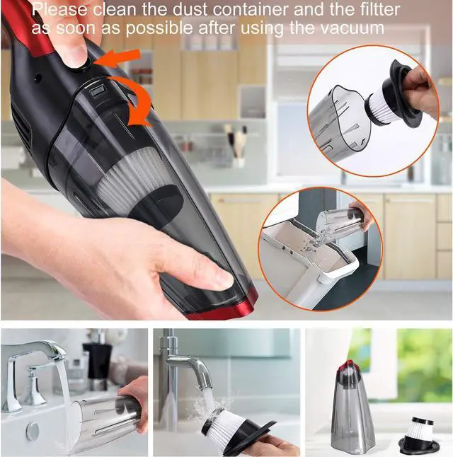 Alt view image 6 of 7 - Fityou Handheld Vacuum Cleaner Cordless, Rechargeable (USB Charge), Powerful Suction Cleaner, Portable Hand Vacuum for Pet Hair Home and Car Cleaning, Wet & Dry