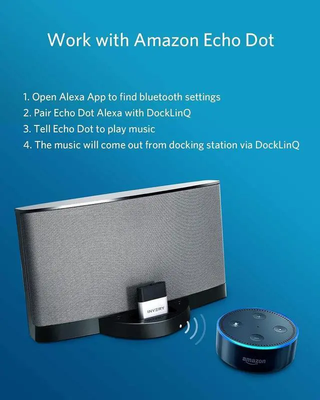 Alt view image 4 of 7 - DockLinQ Pro Bluetooth 5.0 Adapter Receiver for  Sounddock and 30 pin iPod iPhone Music Docking Station(Not for Cars)