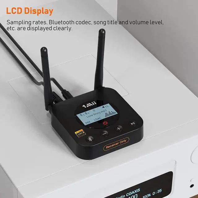Alt view image 4 of 6 - B06Pro+ HiFi Bluetooth Receiver, Hi-Res Bluetooth 5.1 Wireless Audio Adapter w/LDAC for Home Stereo, Long Range Bluetooth Receiver aptX HD Low Latency Volume Control LCD Display