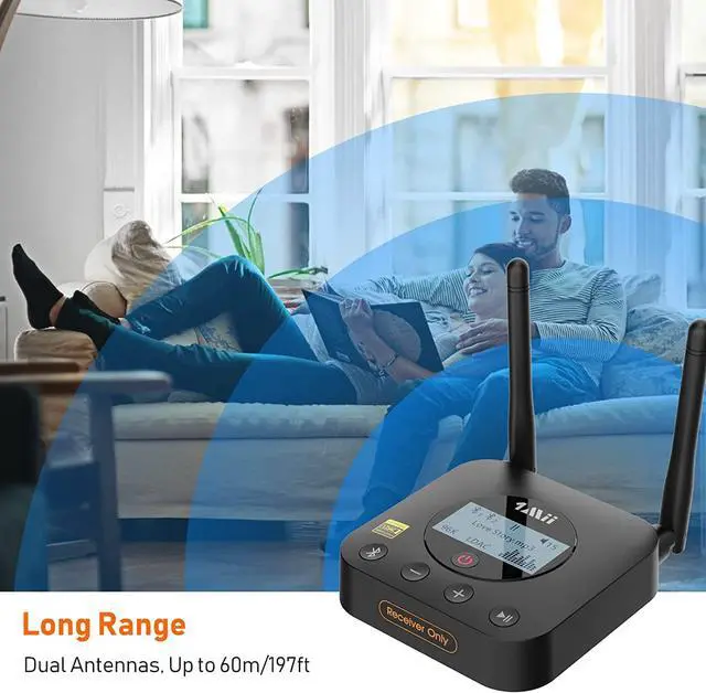 Alt view image 3 of 6 - B06Pro+ HiFi Bluetooth Receiver, Hi-Res Bluetooth 5.1 Wireless Audio Adapter w/LDAC for Home Stereo, Long Range Bluetooth Receiver aptX HD Low Latency Volume Control LCD Display