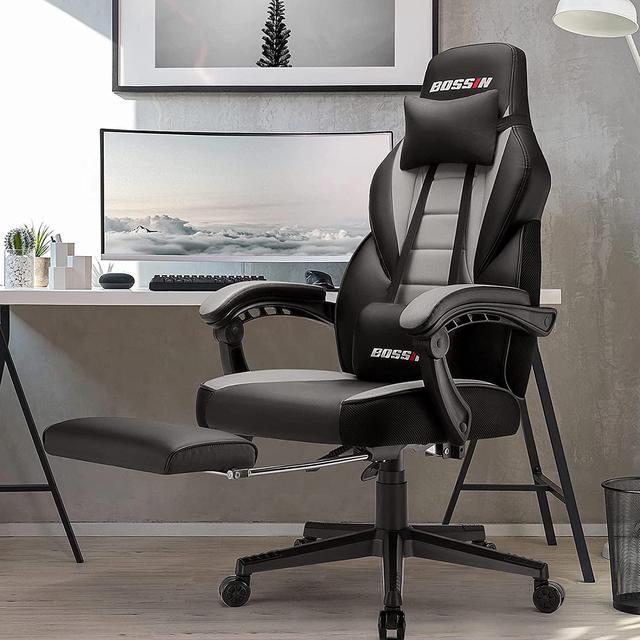 Alt view image 6 of 6 - BOSSIN Gaming Chair with Massage, Ergonomic Heavy Duty Design, Gamer Chair with Footrest and Lumbar Support, Large Size Cushion High Back Office Chair, Big and Tall Gaming Computer Chair for Kids