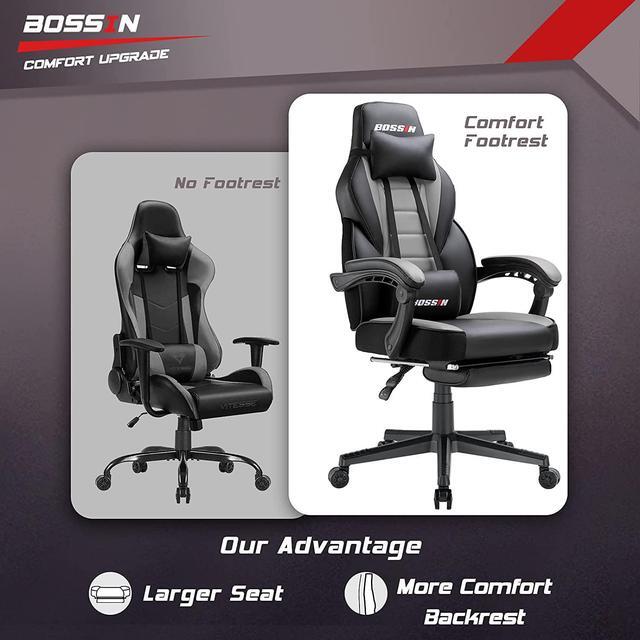 Alt view image 3 of 6 - BOSSIN Gaming Chair with Massage, Ergonomic Heavy Duty Design, Gamer Chair with Footrest and Lumbar Support, Large Size Cushion High Back Office Chair, Big and Tall Gaming Computer Chair for Kids