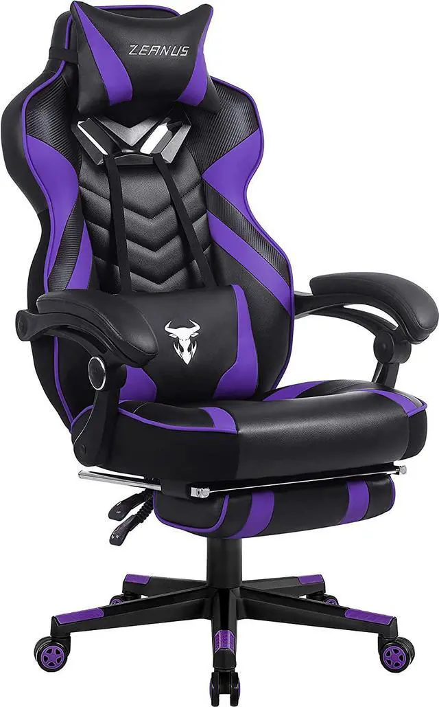 Main image of Zeanus Purple Gaming Chair for Adults Big and Tall Computer Gaming Chair Gaming Chair with Massage Ergonomic Gaming Chair with Footrest Reclining Chair High Back Racing Chair E-Sports Gamer Chair