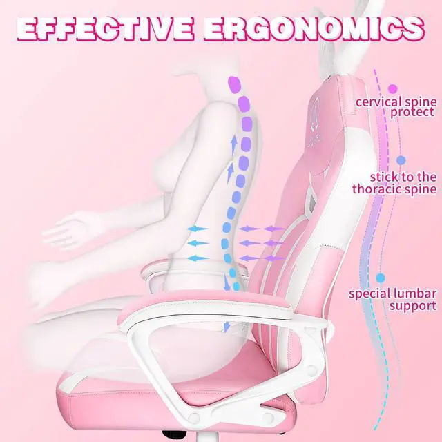 Alt view image 5 of 7 - JOYFLY Pink Gaming Chair, Computer Gaming Chair for Adults Teens Kids Gamer Chair Video Game Chairs, Silla Gamer Ergonomic PC Office Chair with Lumbar SupportPink