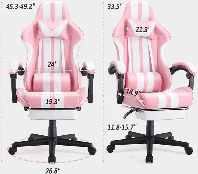 Alt view image 2 of 7 - Ferghana Pink Gaming Chairs with Footrest,Computer Game Chair,Massage Gaming Chairs,Christmas,Xmas Gift,PC Gaming Chairs for Adults Teens for Gaming Live Streaming Room(Shero Pink)